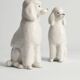 White Hand-Painted Porcelain Poodle Dogs by Lomonosov, Soviet, 1960s, Set of 2