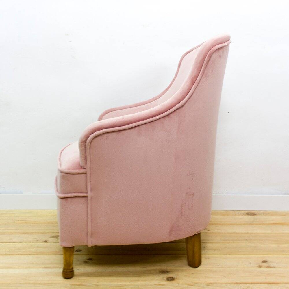 Mid-Century Fabric and Wood Armchair, 1950s
