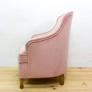 Fauteuil en tissu et bois de style mid-century, années 1950