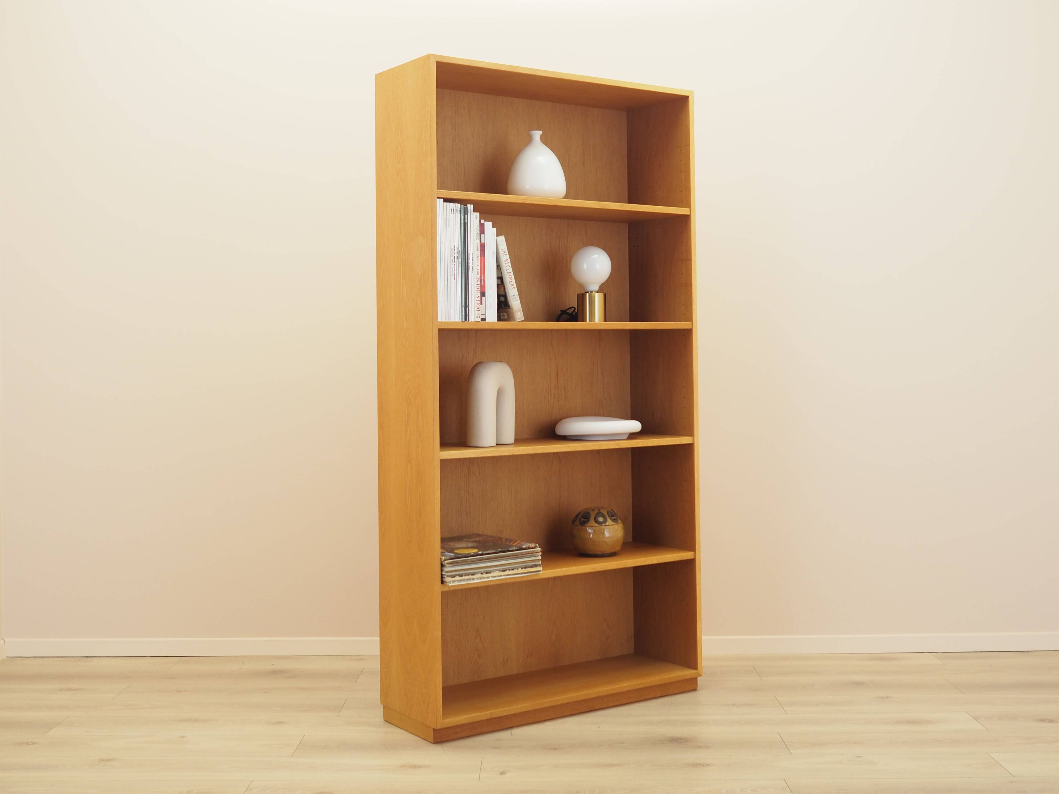 Danish ash shelving unit, adjustable shelves, 1970s