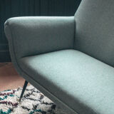 Canapé Sofa 1950's Gigi Radice pour Minotti bleu vert céladon