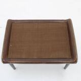 1970 Svend Skipper High Back Armchair and Stool in Brown Leather, Denmark