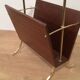Neoclassical magazine rack in mahogany and brass