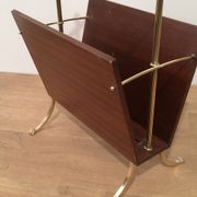 Neoclassical magazine rack in mahogany and brass