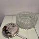 Vintage round molded glass ceiling light from the 70s