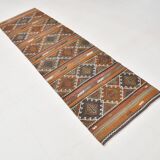 3x9 Red Green Persian Kilim Runner Rug, 81x279Cm