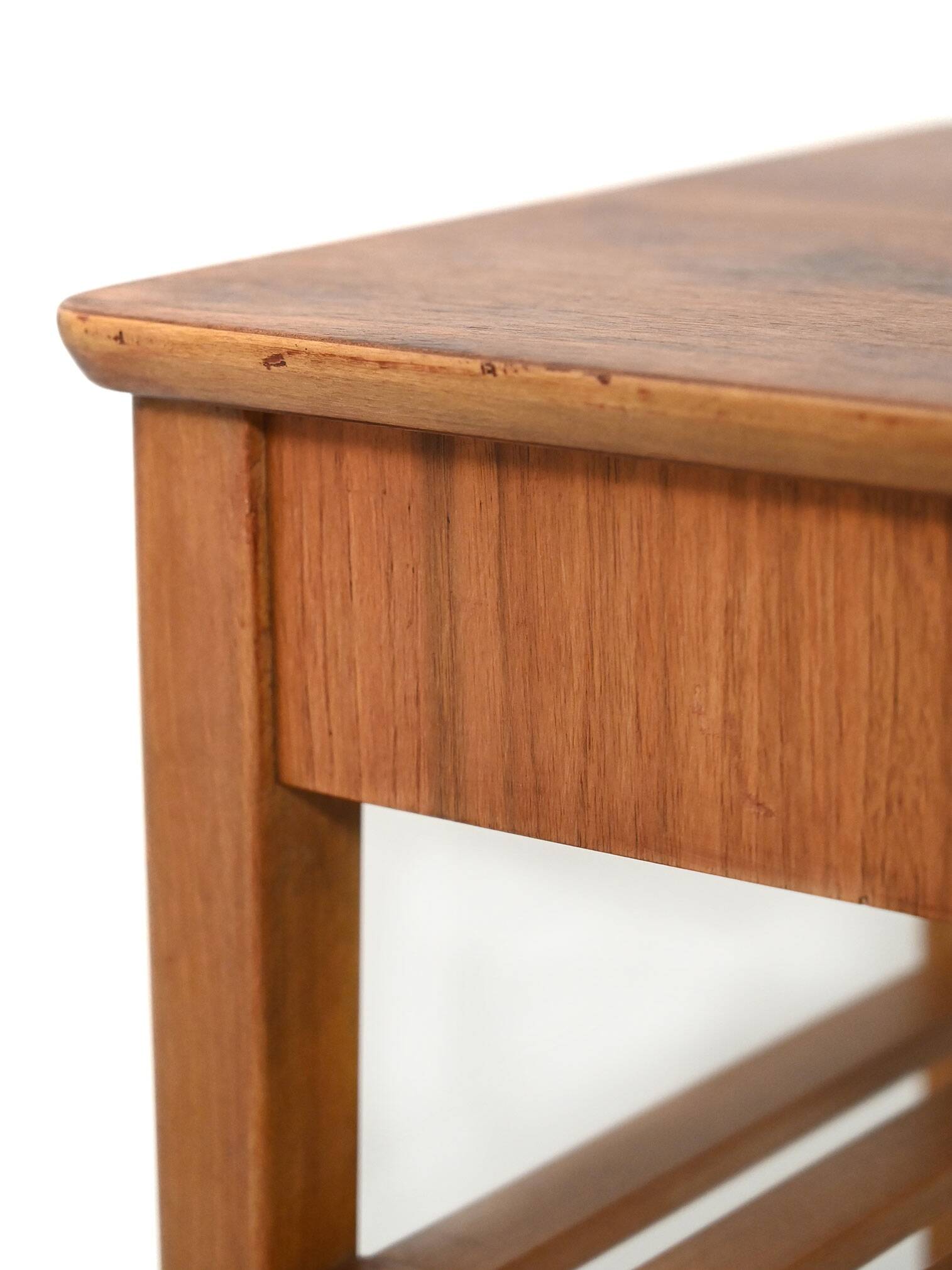 Scandinavian bedside table with slatted shelf