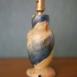 Vintage glass paste lamp, yellow/blue glass paste lamp base, table lamp, bedside lamp,