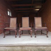 3 fauteuils chippendale en chêne massif, XIXème siècle