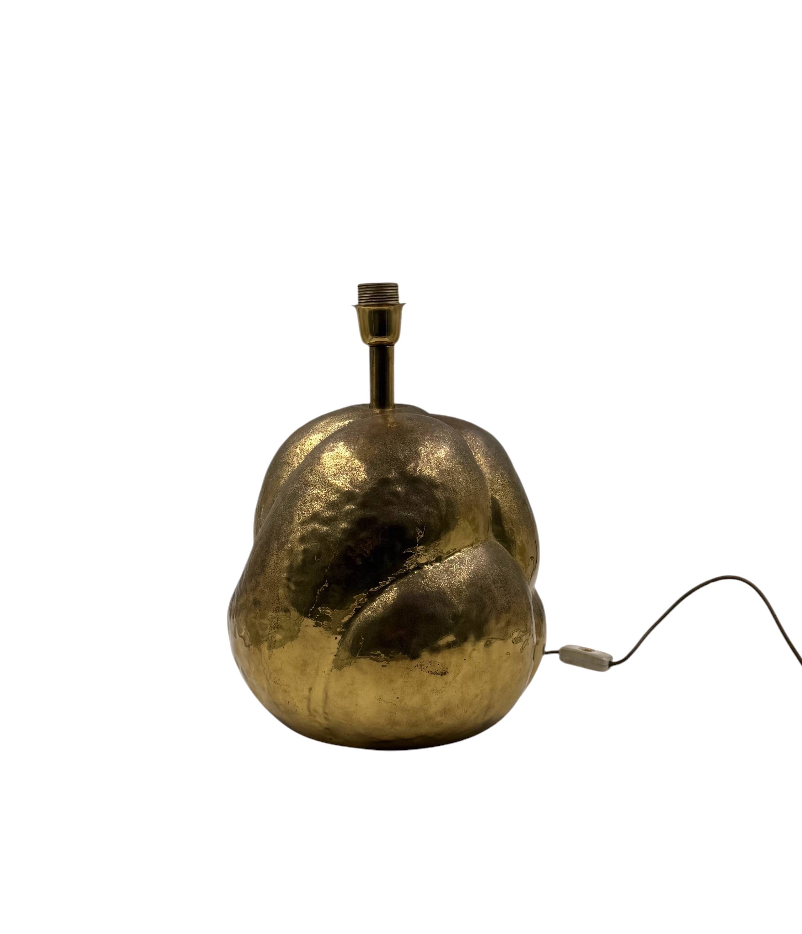 Organic modern brass table Lamp, Tommaso Barbi Italy 1970