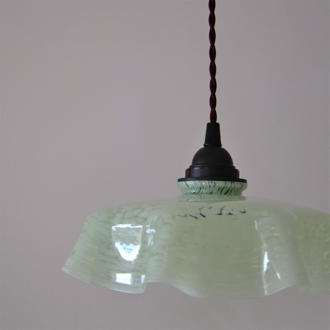 Vintage hanging draped green Clichy glass