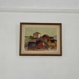 Oil on Canvas –“Rural Landscape with Barns” by Gustav‑Adolf Johansson