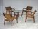 1970s, Danish coffee armchairs with table, rattan, nubuck fabric.