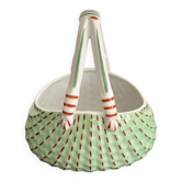 Vintage Mid 20th Century Limoges ULM Porcelain Basket with Handle