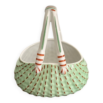 Vintage Mid 20th Century Limoges ULM Porcelain Basket with Handle