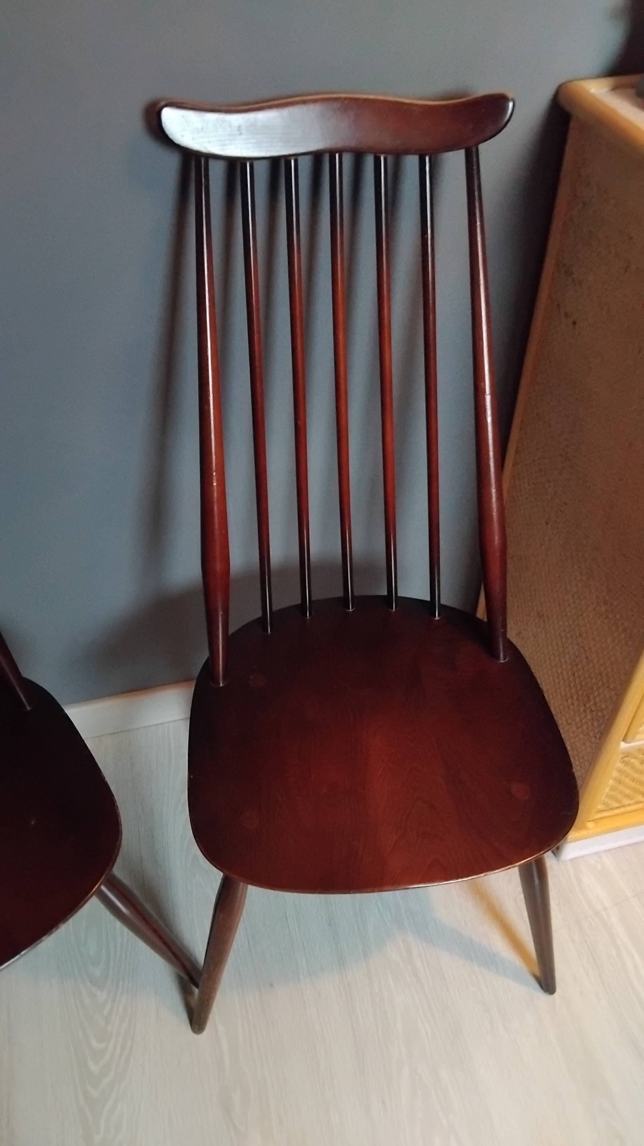 Pair of Ercol Goldsmith Scandinavian chairs from the 1960s.