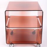 Side table or bedside table in smoked plexiglass by Michel Dumas, 1970s