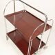 Bar de service vintage Bauhaus style chrome et bois mobile wengé