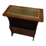 Mahogany magazine holder English style green leather