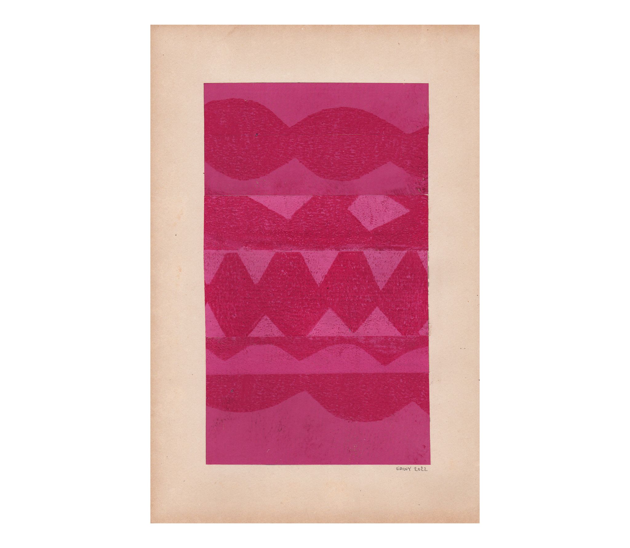 Collage and painting on old paper - M696 Indian Rose - signed Eawy