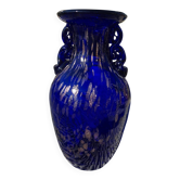 Murano Vintage Amphora Vase – Cobalt Blue & Gold Inclusions – 1970