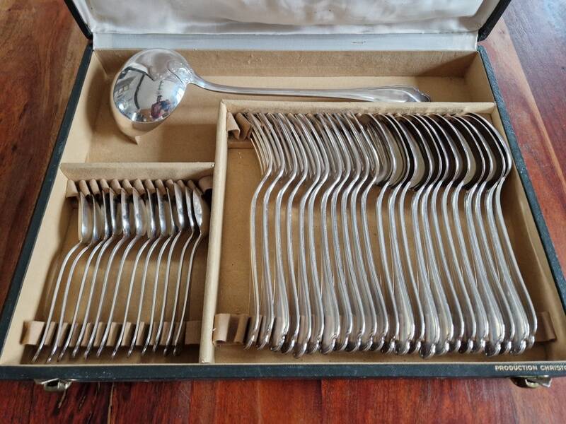 Alfénide, Christofle - 36-piece cutlery set model Pompadour silver-plated metal