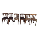 (Lot) 6 chaises bistrot bois