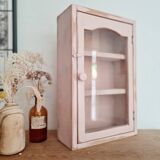 Medicine cabinet in patinated pink wood