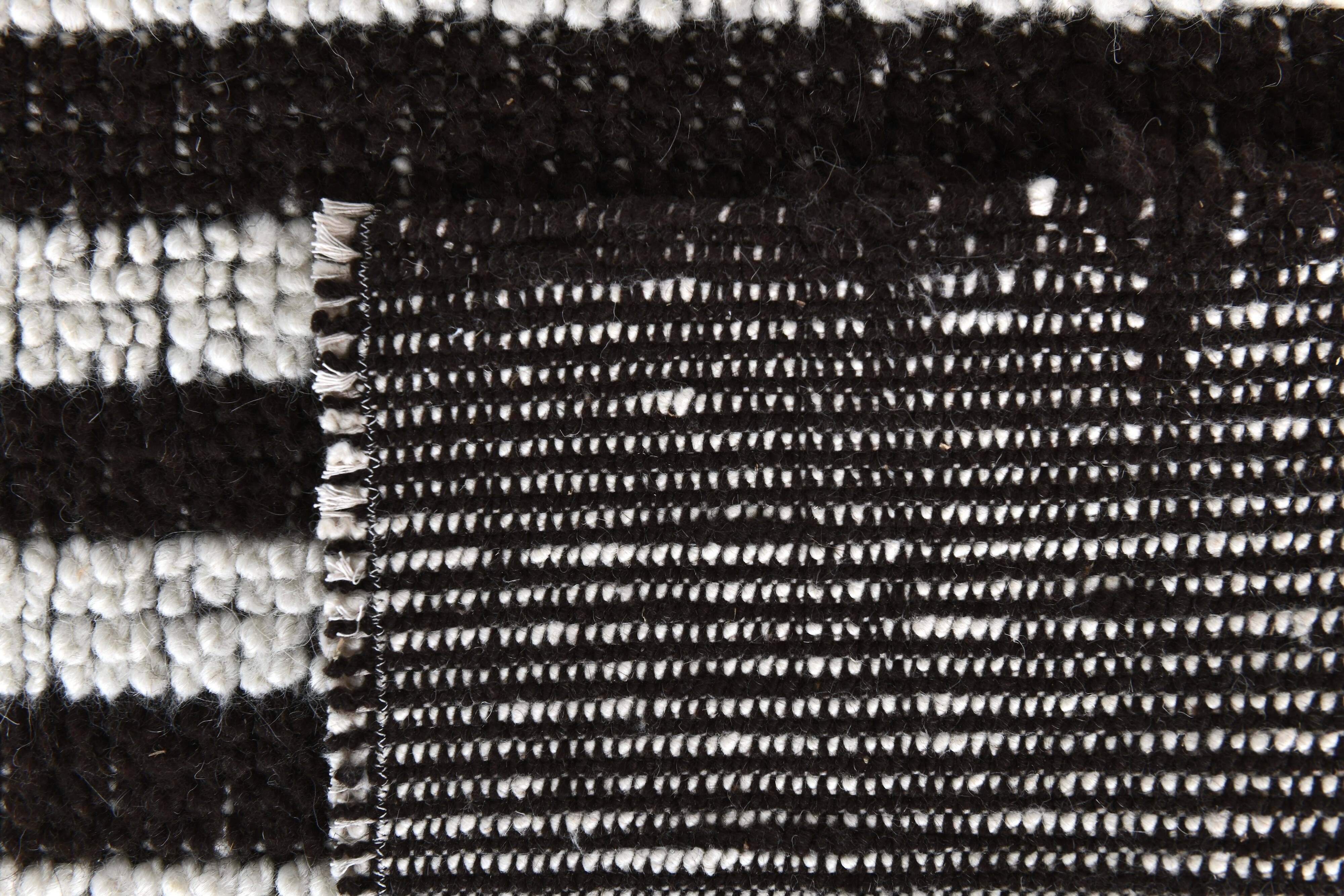 2x9 Brown White Striped Runner Rug, 69x289Cm SK 242096