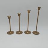 Series of 4 Scandinavian brass candle holders