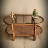 Rattan coffee table smoked glass