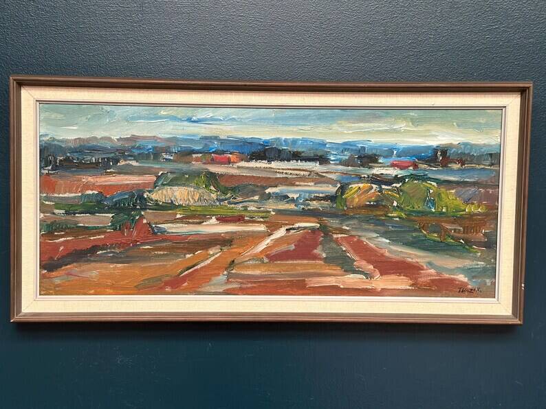 Original Swedish Oil on Canvas – “Landscape” by Jerzy Luczak‑Szewczyk (1923–1975)
