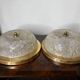 Pair of glass and gold brass ceiling lights, 1970s