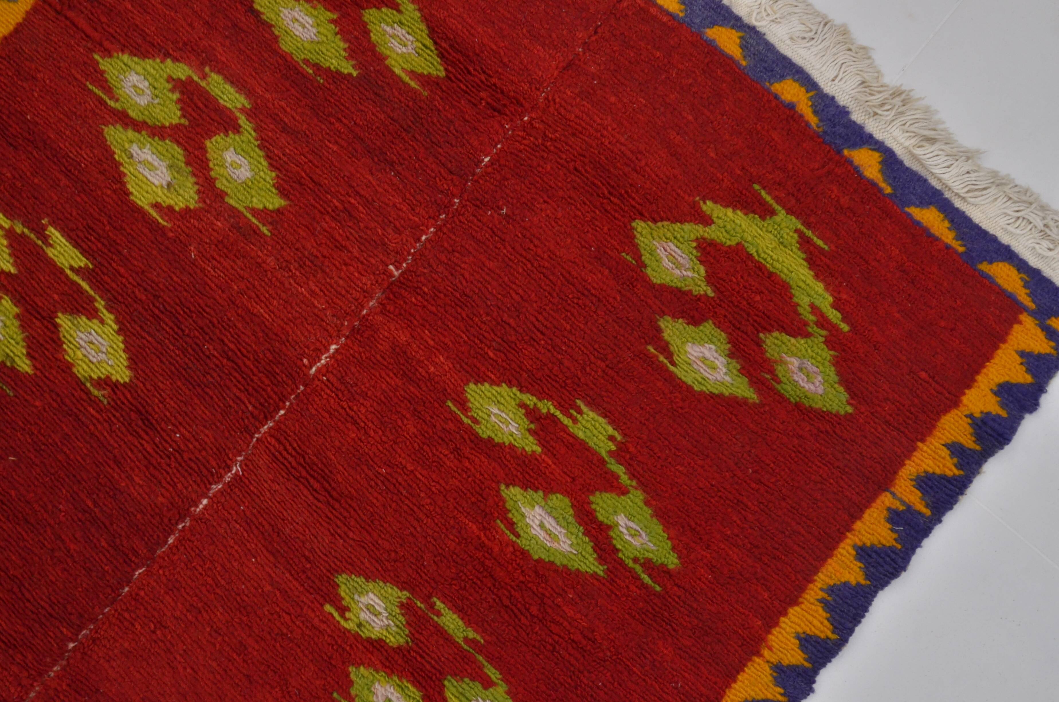 Vintage Handmade Angora Wool Rug sku 1670