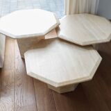 Set of 3 Vintage Italian Travertine Side Tables
