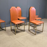Vintage brass dining chairs by Belgochrom, 1970s