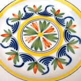 Assiette XIXème Lunéville faïence polychrome à décor floral