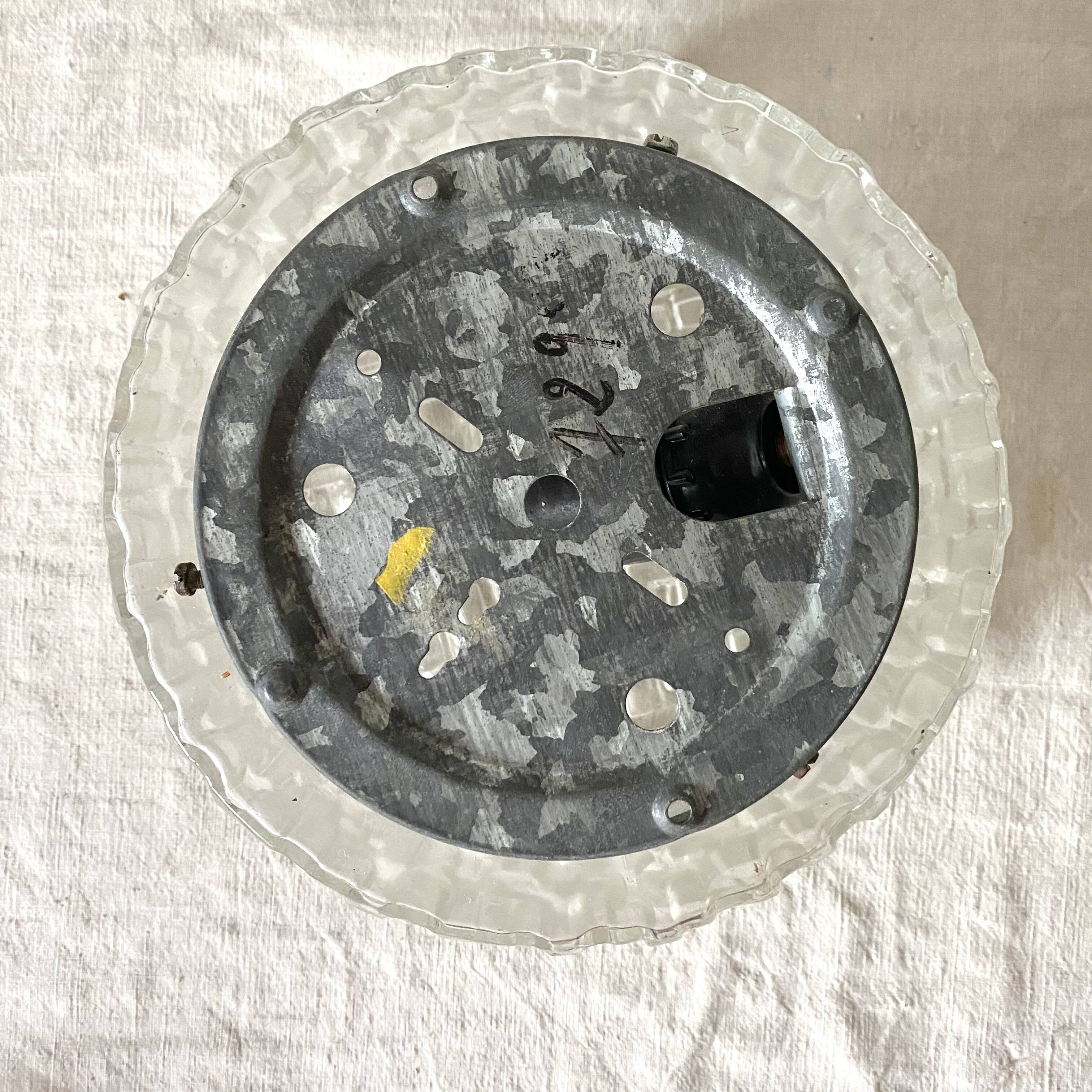 Vintage round ceiling light in molded glass