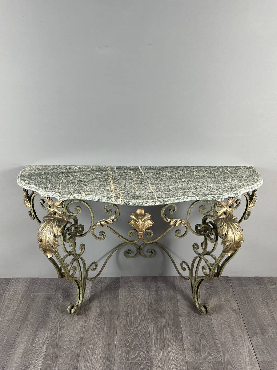 Wall console in wrought iron, 20th century