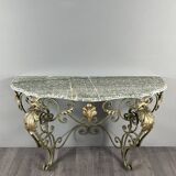 Wall console in wrought iron, 20th century