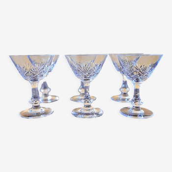 6 glasses with chiseled crystal stems