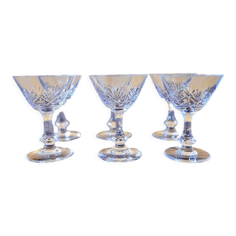 6 glasses with chiseled crystal stems
