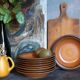 Nine hollow earthenware plates of saint-amand décor main service "meylan"vintages