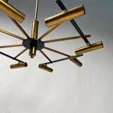 Mid-Century Ceiling Light in Brass & Metal from Stilnovo, Italy, 1950s