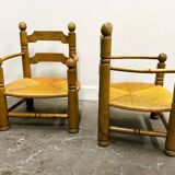 Pair of Charles Dudouyt low rushed easy armchairs, 1940s.