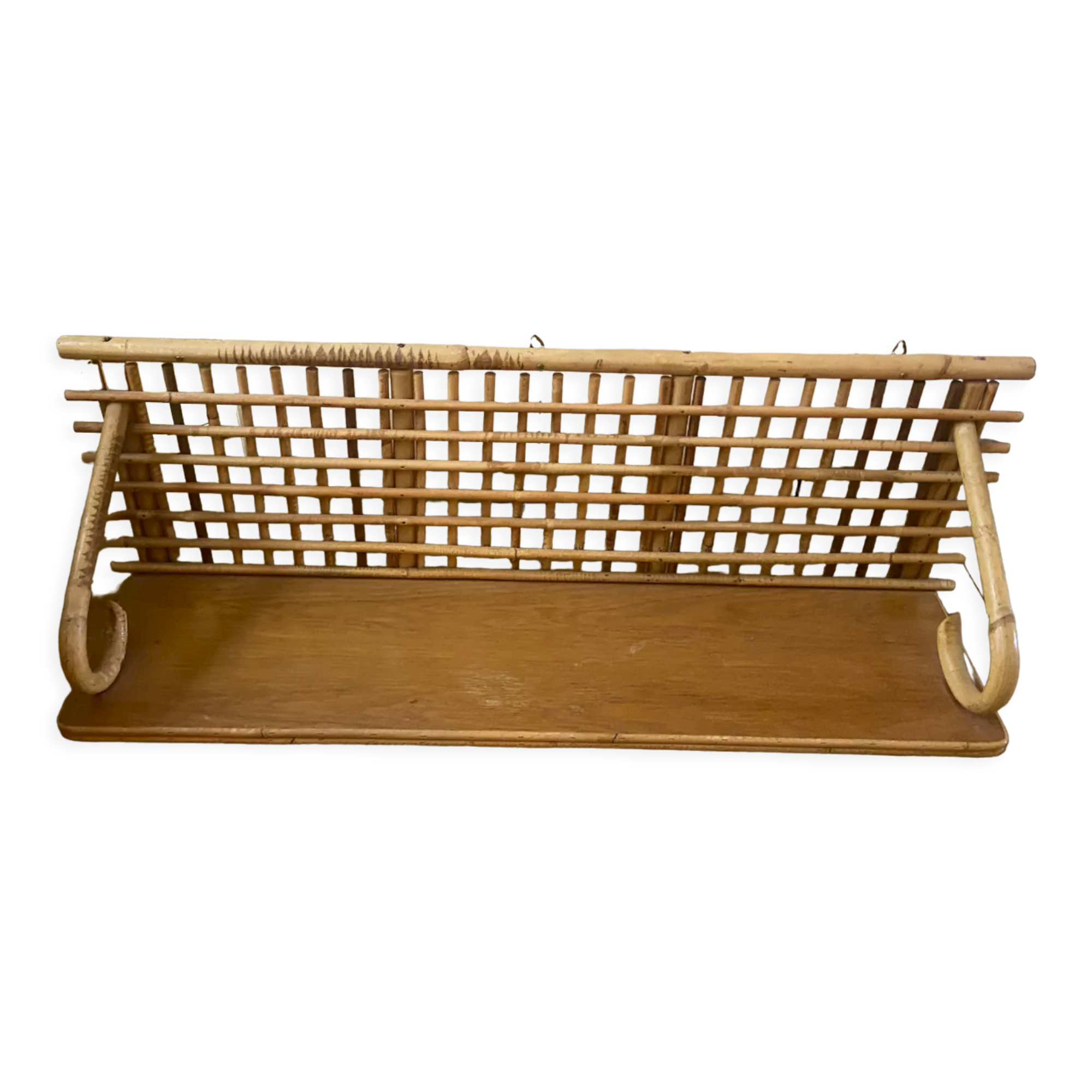 Vintage rattan wall shelf