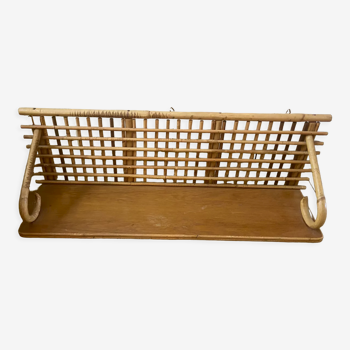 Vintage rattan wall shelf