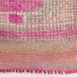 Faded Pink Geometric Style Vintage Runner Rug, Rug For Kitchen, 87x302