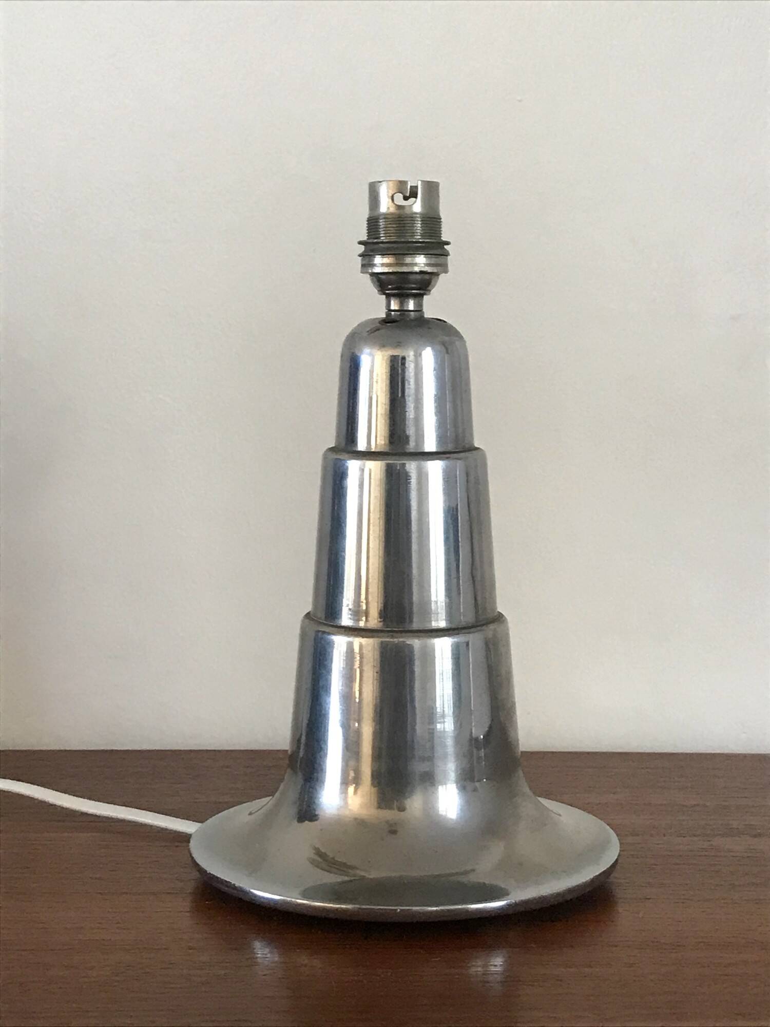 1930s Art Deco lamp in chrome with recycled cotton shade