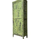 Antique Parisian bonnet wardrobe with khaki patina